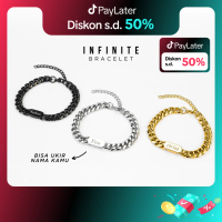 PROJECT NINETYSEVEN - INFINITE Bracelet - Gelang Tangan Bebas Custom Nama Pria Wanita, Anti Karat, M