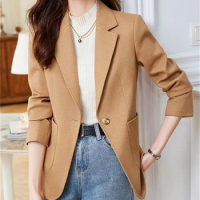 Yitimuceng Prink Blazer for Women Fall Winter 2023 New Fashion Long Sleeve Single Button Slim Jacket Office Ladies Formal Coats
