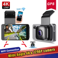 Car DVR Wifi GPS 3.0 Inches IPS 4K&amp;1296P Dual Lens Registrator DashCam Vehicle Camera Video Recorder 24 Hours Parking Monitor