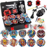 10 Pieces Bey Beyblade Top, 3 Two-Way Transmitters, Zest Achilles Montevarchi Li with Portable Box B