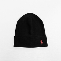 美國百分百【全新真品】Ralph Lauren 帽子 細針織 毛線帽 RL 小馬 POLO 毛帽 黑色 DC08