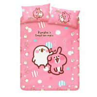【享夢城堡】雙人床包枕套5x6.2三件組(卡娜赫拉的小動物 親親好友-粉.黃)