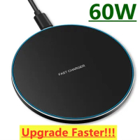 60W Wireless Charger Pad Stand for iPhone 14 13 12 11 X XS XR 8 Samsung S22 S21 S20 Huawei Xiaomi Fast Charging Docking Station