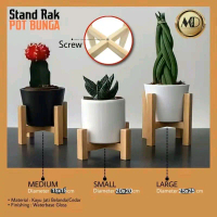 Rak Pot Bunga Tatakan Pot Standing Pot Rak Kayu Standing Planter ( 01 ) Tanaman Alami