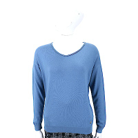Andre Maurice 喀什米爾撞色捲邊細節蔚藍色羊毛衫