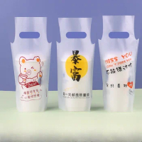 100pcs Delivery Milk Tea Packaging Bag Single Double Cup Beverage Delivery Handbag Beverage Coffee Transparent Plastic Bags