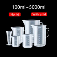 100-5000ml Graduated Measuring Cup Large Capacity Plastic Scale Cup Transparent Mixing Cup Laboratory Beaker with Handle Baking