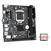 ITX H61 Desktop Motherboard +I3-2120 CPU LGA 1155 Support Up to 16GB DDR3 1600MHz RAM Slots 100M Network Card