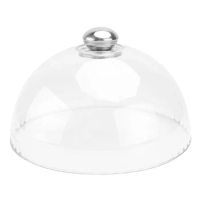 Glass Cake Dome Cover Dessert Cheese Cloche Dome Transparent Cover for Keeping Flies Bugs Ants 21x21cm ( White )