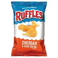 Camilan Snack Impor Amerika Ruffles Potato Chips Original, Sour Cream & Onion, Sour Cream Cheddar, F