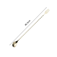 不銹鋼長吧勺雞尾酒攪拌棒（三叉吧勺金色40.3cm-【2個裝】） 