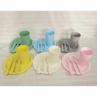 Miniso Alat Makan Set 18 PCS Cutlery Set Warna Warni pink, kuning , cream