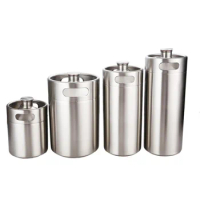 1pc 304 Stainless Steel Mini Keg Growler Canteen 2L/3.6L/4L/5L Craft Beer Dispenser Homebrew Wine Outdoor Picnic Camping Gifts