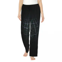 Custom Spider Man Web Pajama Pants for Women Sleepwear Lounge Sleep Bottoms Stretch with Pockets
