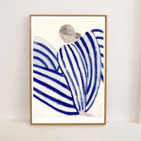【JEN】北歐抽象人物藝術掛畫居家裝飾牆面擺飾50*70cm(藍B)
