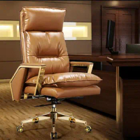 Gold leather boss chair Can lie at the noon hour home office chair The ergonomics of large swivel chair