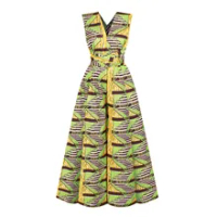 Wanita Boho Afrika Jumpsuit 2021 Afrika Dashiki Cetak Maxi Dress V-Leher Multi Cara Pakaian Afrika Afrika Gaun Wanita
