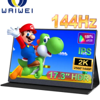 WAIWEI 17.3 Inch 2560x1440p 2K 144HZ Gaming Portable Monitor for PS3 PS4 PS5 Xbox Laptop Second Monitor PC Phone Display 17 2.5K