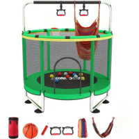 Trampoline for Kids, Baby Toddler Trampoline with Basketball Hoop, 440lbs Indoor Outdoor Toddler Trampoline with Enclosure