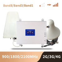 TRIBAND REPEATER Penguat Sinyal HP LTE High Gain 70dBi +27dBm 900/1800/2100MHz | Antena Ceiling & Ka