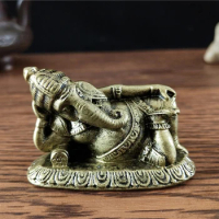 Bronze Color Ganesha Buddha Statue Ornaments Fengshui Ganesh Indian Elephant God Sculptures Figurines For Home Garden Decoration