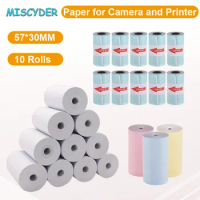 10 Rolls 57*30mm Thermal White Color Sticker Photo Paper for Children Camera Instant Printer and Kids PeriPage Photo Printer