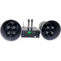 1000W Power amplifier +400W horn speaker +2 Wireless microphone full set of PA Public address system equipment