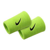 【NIKE 耐吉】護腕 Swoosh Doublewide Wristbands 綠 黑 棉質 吸汗 運動 訓練 護具(NNN0571-0OS)