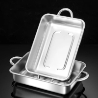 Rectangular Cooking Tray Stainless Steel Fish Plate Commercial Grill Alcohol Tray Korean BBQ Grilled Fish Dish Special Pot