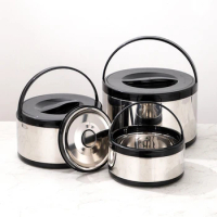 3pcs set stainless steel fresh-keeping pot large-capacity handle insulated bucket double lunch box