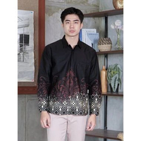 Swipe Up Kemeja Batik Pria Modern Slimfit Katun Lengan Panjang Motif Kresna Black 2XL Kresna Black