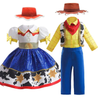 Kostum Halloween Woody Up untuk Lelaki dan Perempuan, Cosplay Jessie, Set Pesta Karnival, Pakaian Pe