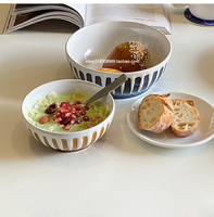走失的blue日式陶瓷碗燕麥碗麥片碗家用湯面碗拉面碗泡面碗套裝