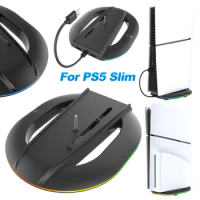 For PS5 Slim Console RGB Vertical Stand LED Base Gaming Stand Console Mount Dock For Playstation 5 Slim Disc &amp; Digital Version