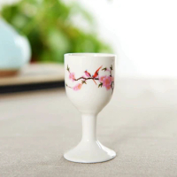 4pcs Retro Style Ceramic Liquor Cup Flower Wine Set Small Liquor Cup for Alcohol Drink