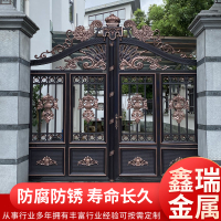 免運熱銷 可開票 別墅大門鄉村庭院鋁藝大門雙開門鋁合金圍墻院子電動平移門對開門 快速出貨