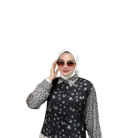 Gamis  Shabia shirt Perempuan Hijab Acara Resmi anggun Formal Muslim Nyaman Standar Wanita Hitam Sya