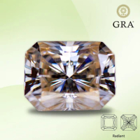 Moissanite Diamond Primary Color Tea Yellow Radiant Cut Lab Grown Gemstone for Advanced Jewelry Making Materials with GRA Report