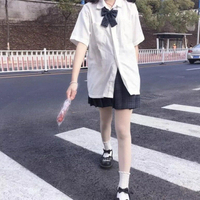 jk制服襯衣短袖襯衫女學生外套寬松夏季中長款白色韓版上衣女日系