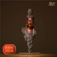 24.4 inches Works of Han Meilin Pure Brass Statue Kwan-yin Guanyin Bodhisattva Buddha sculpture Decoration Home Furnishings Gift