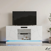 TV Cabinet , TV Stand with bluetooth speaker , Modern LED TV Cabinet with Storage Drawers, Living Room Media Console Table