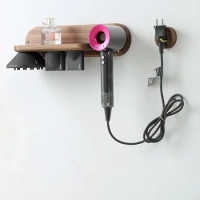 Wall Mount Hair Dryer Holder For Dyson Supersonic Hair Dryer Walnut Beech Wood Hair Dryer Bracket