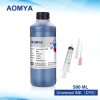 Aomya 500ML Universal Black Ink Refill Dye Based Ink kit for HP Epson Canon Brother Lexmark Samsung Dell Inkjet Printer CISS