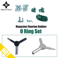 Tactical Airsoft Magazine Fluorine Rubber O Ring Set Green Flat Silicone Ring Seal Gasket Gas Valve Key For GBB Gloc 17 19 P1