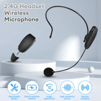 2.4G Handheld Wireless Lavalier Microphone Head-Wear Mic Amplifier Speaker Karaoke Speech Teaching Meeting Microphones