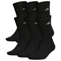 【adidas 愛迪達】2024男時尚美國進口厚襪黑色中筒襪6入組-網
