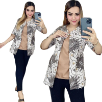 (BISA COD) BAJU BATIK WANITA - ATASAN BATIK BLUS MODERN MONALISA GENES M,L,XL,XXL Katun Wanita Atasa