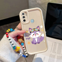 Casing Hp untuk OPPO A53 A53s A32 A33 2020 A11s Case Casing Monyet dan rubah ungu pola Tangga manik 