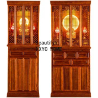 Niche Altar Buddha Shrine Home Altar Cabinet Modern Bodhisattva Clothes Closet Simple Solid Wood Buddha Cabinet with Door