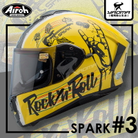 Airoh安全帽 SPARK #3 黃黑 亮面 塗鴉風 不對稱 內置墨鏡 內鏡 亞版 雙D扣 台灣公司貨 全罩 耀瑪騎士